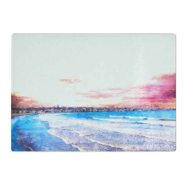 Tempered Glass Newport Rhode Island Beach Chopping Board East Urban Home Size: 20 cm x 28.5 cm on Productcaster.