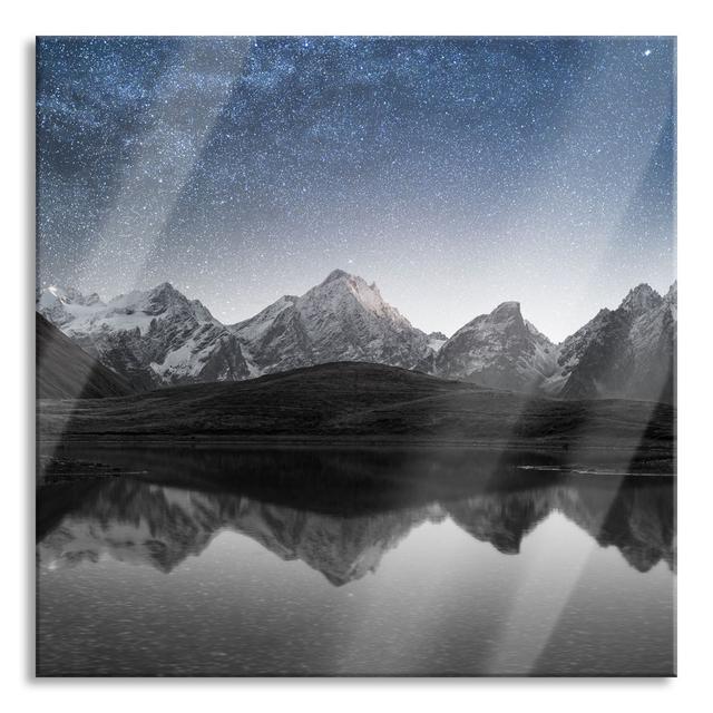 Starry Sky In The Mountains - No Frame Print on Glass Union Rustic Size: 80cm H x 80cm W x 0.4cm D on Productcaster.