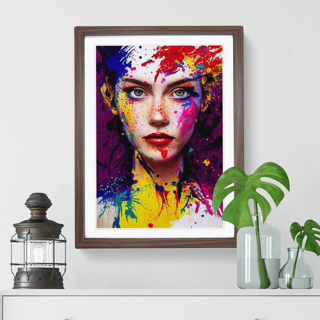 Paint Splashed Woman No.1 - Single Picture Frame Print Latitude Run Size: 34cm H x 25cm W x 2cm D, Frame Colour: Walnut on Productcaster.