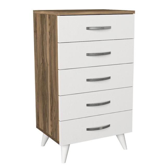 Carreon 5 Drawer Bedside Table Ebern Designs Colour: Walnut on Productcaster.