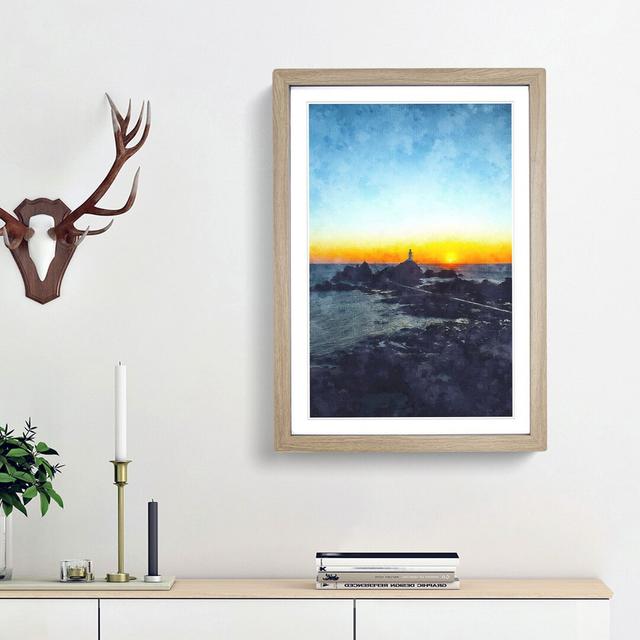 Lighthouse in Jersey - Picture Frame Graphic Art Print East Urban Home Size: 63cm H x 45cm W x 2cm D, Frame Option: Oak Framed on Productcaster.