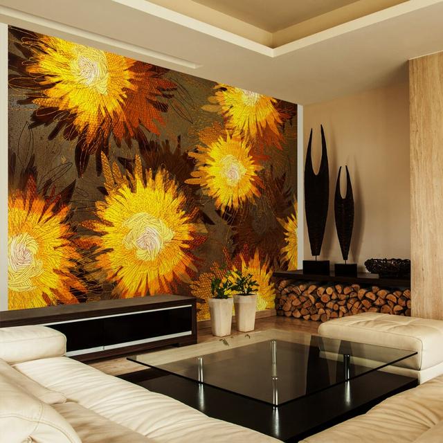 Sunflower Dance 2.45m x 350cm Wallpaper East Urban Home Size: 400 cm x 280 cm on Productcaster.