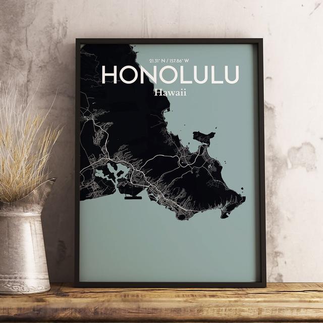 Honolulu City Map - Unframed Graphic Art Print on Paper East Urban Home Size: 43.2cm H x 27.9cm W x 0.13cm D on Productcaster.