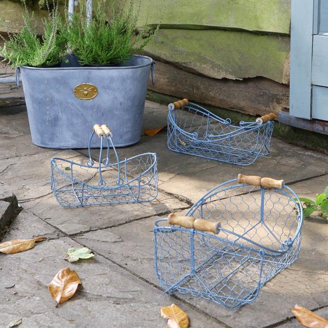 Metal 3 Piece Basket Set Rebrilliant Colour: Blue on Productcaster.