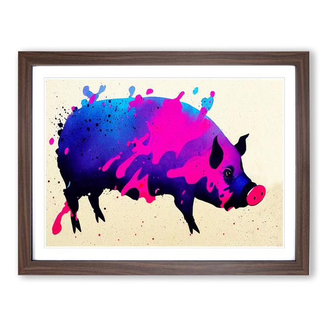 Pig Splash - Picture Frame Graphic Art Brambly Cottage Size: 25cm H x 34cm W x 2cm D, Format: Walnut Framed on Productcaster.