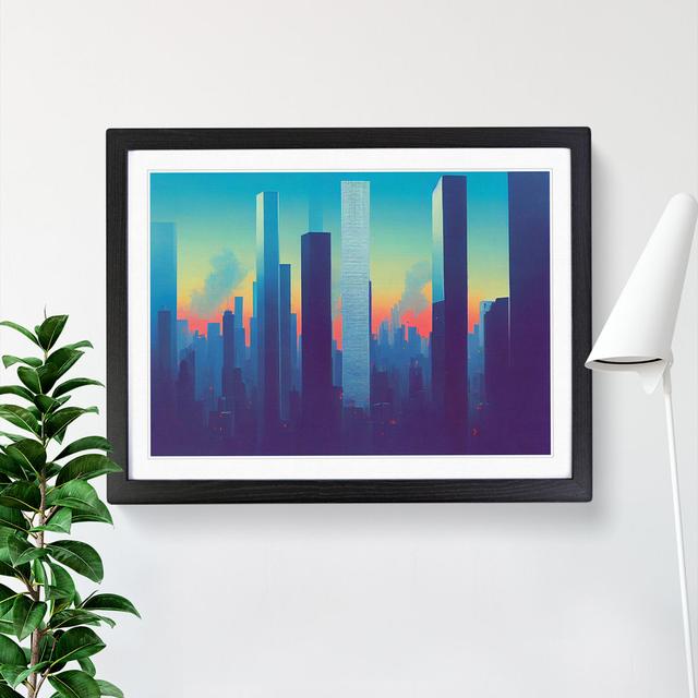 Electrifying Skyscraper Skyline Abstract - Picture Frame Graphic Art 17 Stories Frame Colour: Black , Size: 34cm H x 46cm W x 2cm D on Productcaster.