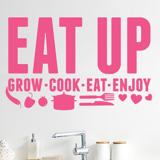 Eat up Grow Cook Eat Enjoy Wall Sticker 17 Stories Colour: Pink, Size: Medium on Productcaster.