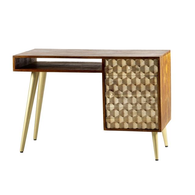 Rosemont Solid Wood Top Metal Base Writing Desk World Menagerie on Productcaster.