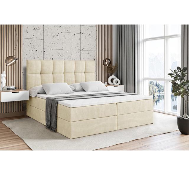 Boxspringbett mit H4 Multipocket-Matratze, Bettkasten und Topper ModernMoments Farbe: Beige, Größe: 140 x 200 cm on Productcaster.