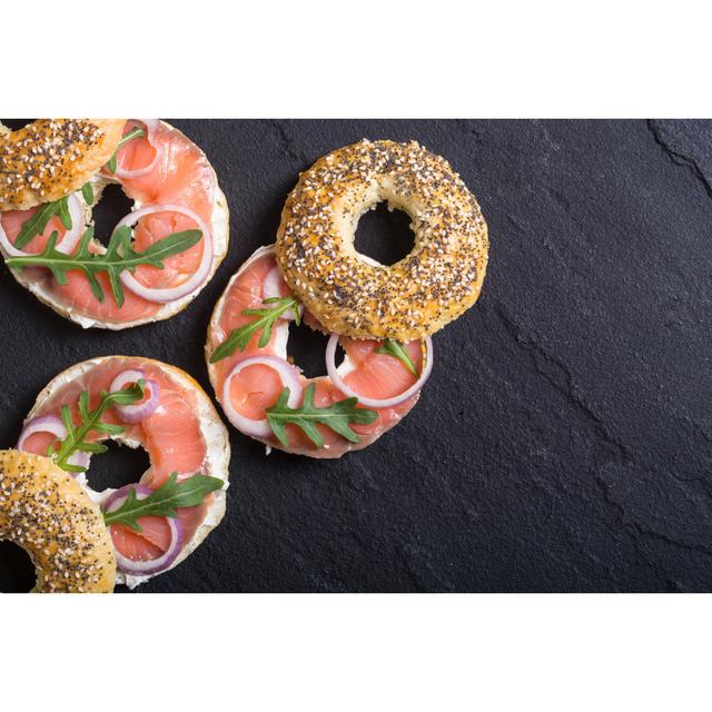 Bagels with Salmon - Wrapped Canvas Photograph 17 Stories Size: 20cm H x 30cm W x 3.8cm D on Productcaster.