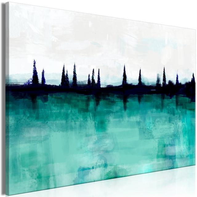 Canvas Print - Mountain Lake (1 Part) Wide Ebern Designs Size: 60cm H x 90cm W on Productcaster.