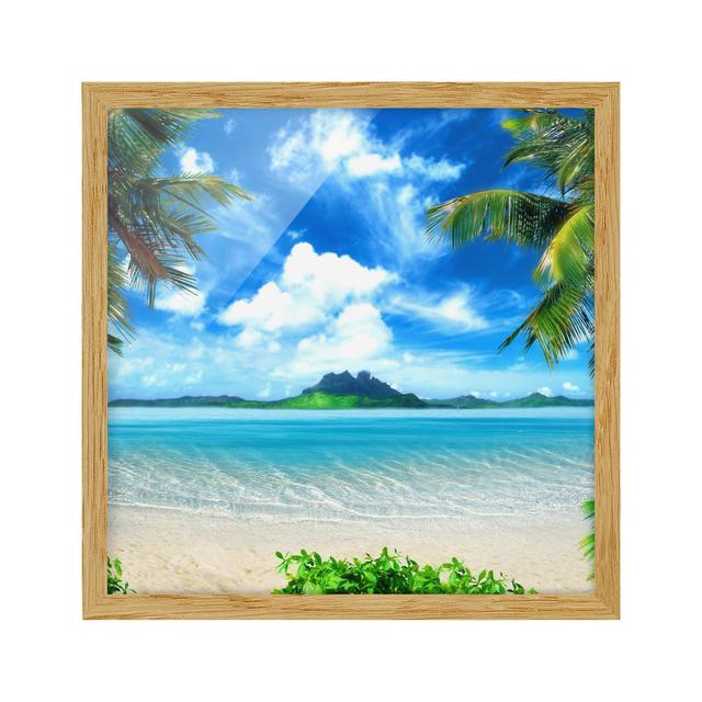 Picture With Frame - Dream Vacation - Square 1:1 Highland Dunes Frame Option: Brown Framed, Size: 70cm H x 70cm W x 2cm D on Productcaster.