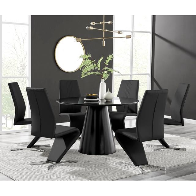 Essgruppe Tierra mit 6 Stühlen Canora Grey Farbe (Tisch): Schwarz, Farbe (Stuhl): Schwarz on Productcaster.