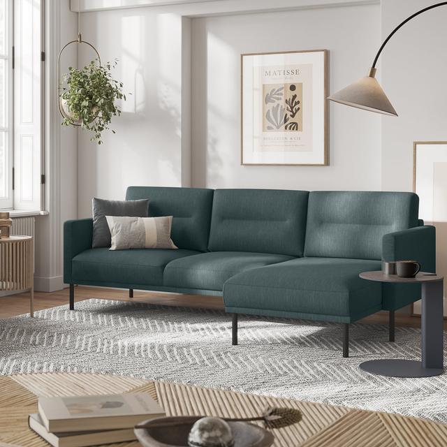 Boan 2 - Piece Upholstered Corner Sectional Brayden Studio Leg Colour: Black Metal, Orientation: Right, Upholstery Colour: Dark Green on Productcaster.