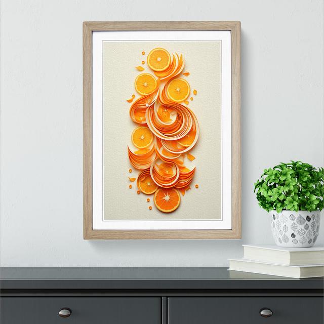 Sliced Orange Geometric - Single Picture Frame Print on Wood Brambly Cottage Size: 46cm H x 34cm W x 2cm D, Frame Colour: Oak on Productcaster.