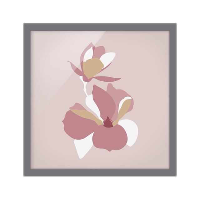 Gerahmtes Poster Line Art Flowers Pastel Pink ClassicLiving Format: Grau gerahmt, Matte Farbe: Keine Matte, Größe: 20 cm H x 20 cm B x 2 cm T on Productcaster.