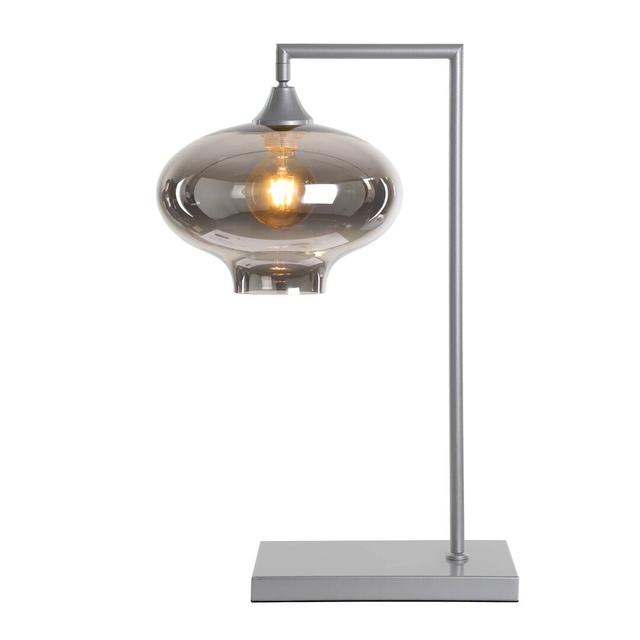 Wang 59cm Table Lamp George Oliver Base Colour: Silver, Shade Colour: Smoke on Productcaster.