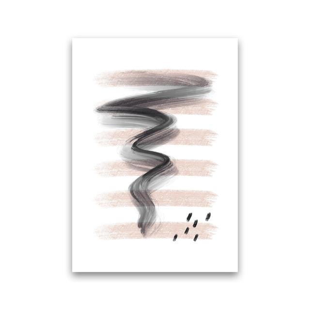 Dalia Chalk Pink Lines Black Storm Art Print By Pixy Paper A2 / White Grain Ivy Bronx Size: 29.7cm H x 21cm W x 1cm D, Format: Unframed on Productcaster.