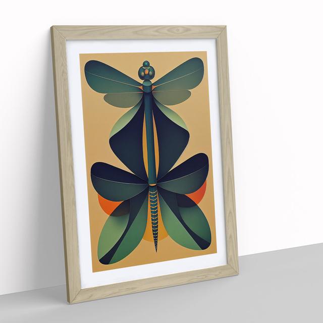 Dragonfly Retro Art - Picture Frame Graphic Art George Oliver Frame Colour: Oak, Size: 64cm H x 46cm W x 2cm D on Productcaster.