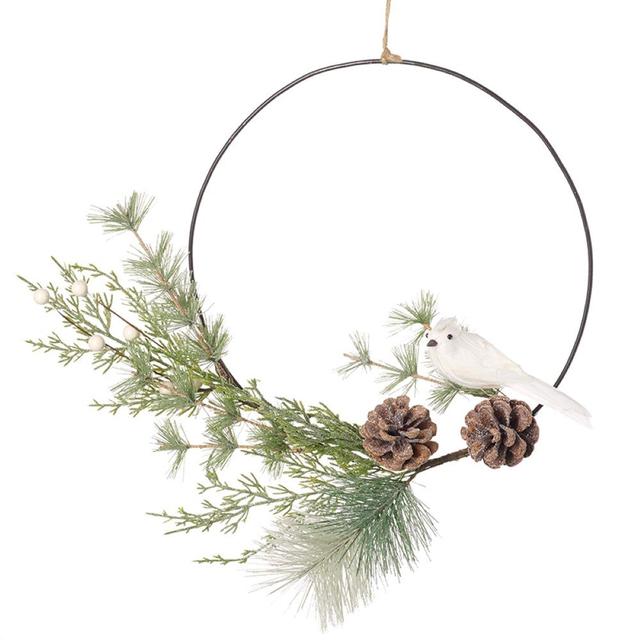 Bird and Fir Cone 43cm Artificial Wreath The Seasonal Aisle on Productcaster.