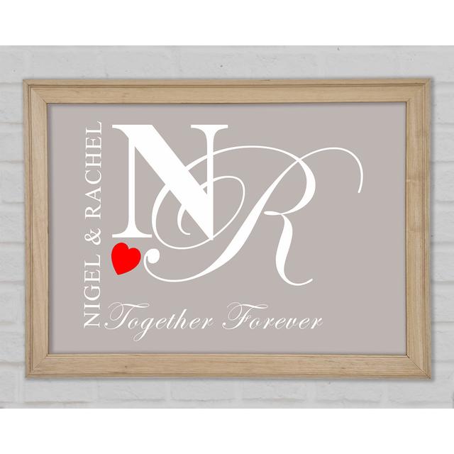 Your Names And Initials Together Forever - Wrapped Canvas Print East Urban Home Colour: Beige, Format: Natural Framed Paper, Size: 60cm H x 84cm W x 1 on Productcaster.