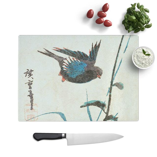 Tempered Glass Poppy and a Bird by Utagawa Hiroshige Chopping Board East Urban Home Size: 39 cm W x 28.5 cm L on Productcaster.