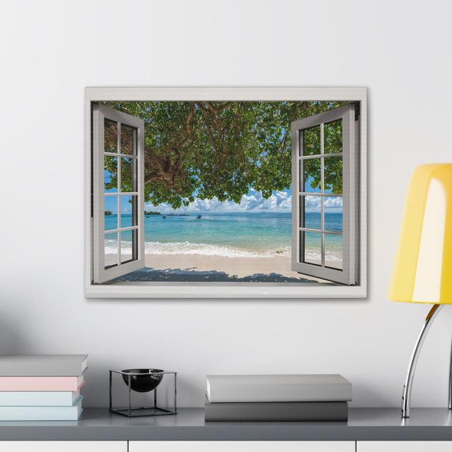 Canvas Print Wall Art Window Sand Beach View Nature Photography Realism Scenic Landscape Highland Dunes Size: 24cm H x 30cm W on Productcaster.