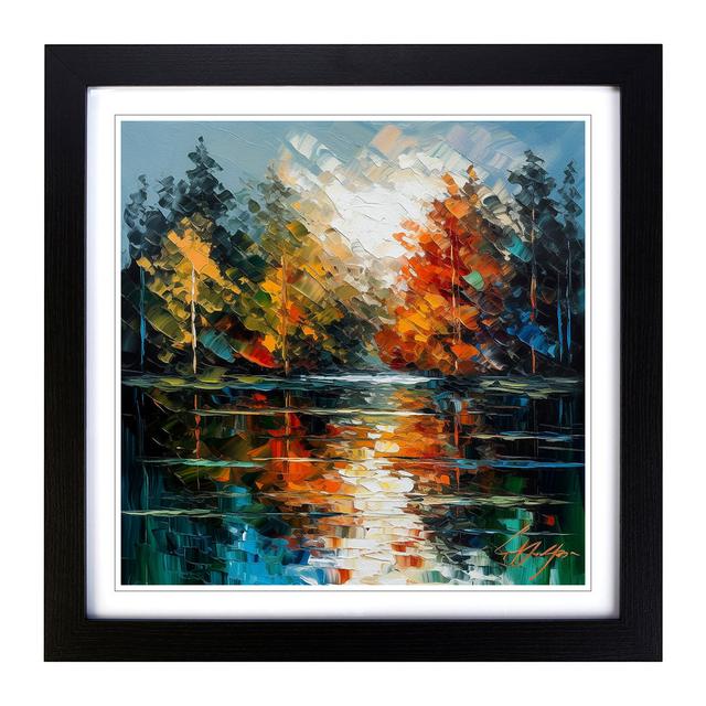 Lake Palette Knife Painting - Single Picture Frame Print on Wood Alpen Home Frame Colour: Black on Productcaster.