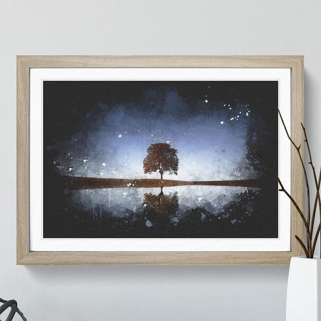 Tree at Dusk Vol.3 - Picture Frame Graphic Art East Urban Home Size: 65cm H x 90cm W x 2cm D, Frame Option: Oak on Productcaster.