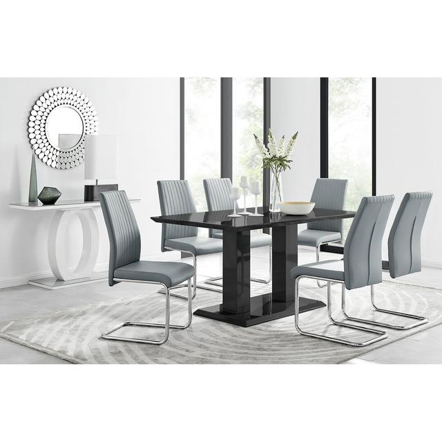 Chowchilla Dining Set with 6 Chairs Canora Grey Colour (Chair): Elephant Grey on Productcaster.