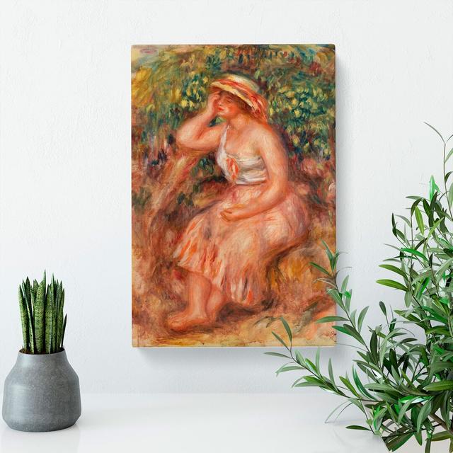 Woman Daydreaming by Pierre-Auguste Renoir - Wrapped Canvas Painting East Urban Home Size: 50cm H x 35cm W x 3cm D on Productcaster.