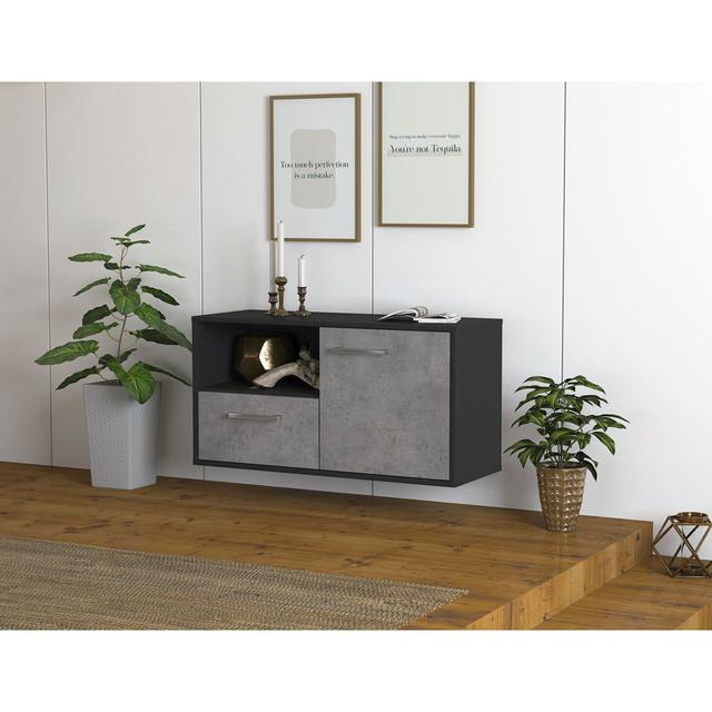 Michelleann TV stand, color: cedar/anthracite, flying/metal handles, size: 92 x 49 x 35cm 17 Stories Colour: Concrete/Anthracite on Productcaster.