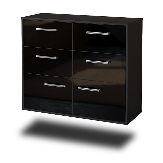 Alilah sideboard, flying/metal handles, size: 92 x 79 x 35cm Latitude Run Colour: Black/Anthracite on Productcaster.