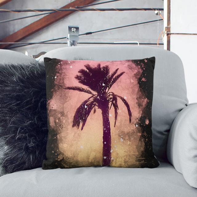 Summertime Palm Tree Paint Splash Cushion with Filling East Urban Home Size: 40cm H x 40cm W x 15cm D, Backing Colour: Black on Productcaster.