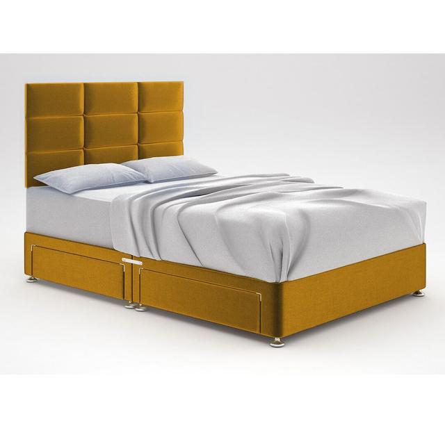 Zielke Divan Bed Base 17 Stories Colour: Gold, Size: Double (4'6), Storage Type: 4 Drawers on Productcaster.