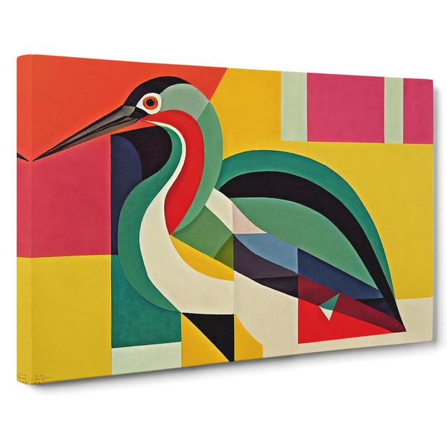 Heron Bird Abstract - Wrapped Canvas Print ClassicLiving Size: 35cm H x 50cm W x 3cm D on Productcaster.