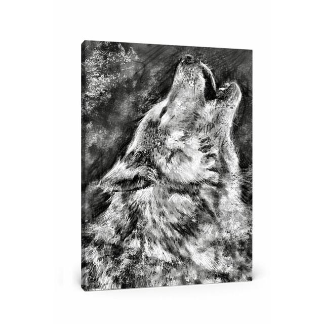 Leinwandbild Heulender Wolf Kunst East Urban Home Größe: 100 cm H x 70 cm B on Productcaster.