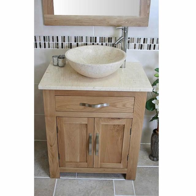 Deatsville 751mm Single Bathroom Vanity with Vessel Stone Basin Belfry Bathroom on Productcaster.