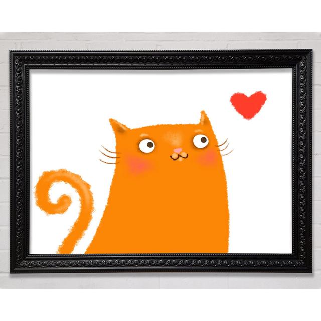 The Love Heart Orange Cat - Single Picture Frame Art Prints Ophelia & Co. Size: 29.7cm H x 42cm W x 3cm D on Productcaster.