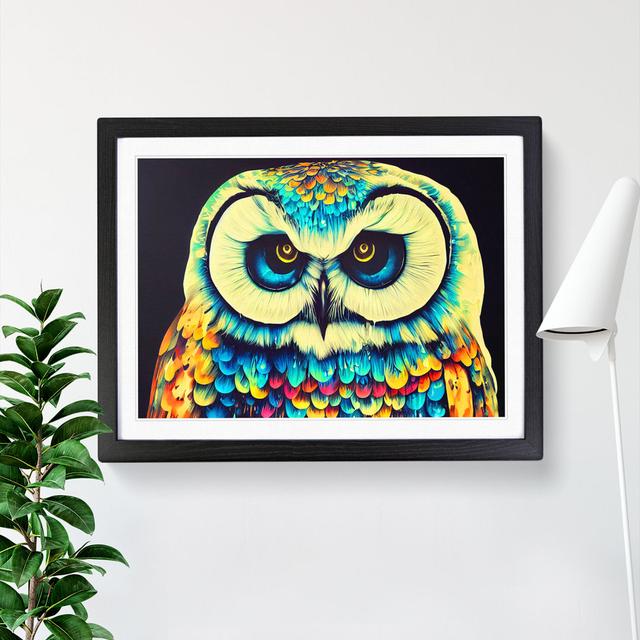 Colourful Owl Art Vol.1 - Picture Frame Graphic Art Alpen Home Frame Colour: Black Framed, Size: 25cm H x 34cm W x 2cm D on Productcaster.