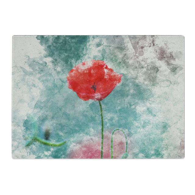 A Lone Poppy Flower Watercolour Chopping Board East Urban Home Size: 0.4cm H x 20cm W x 28.5cm L on Productcaster.