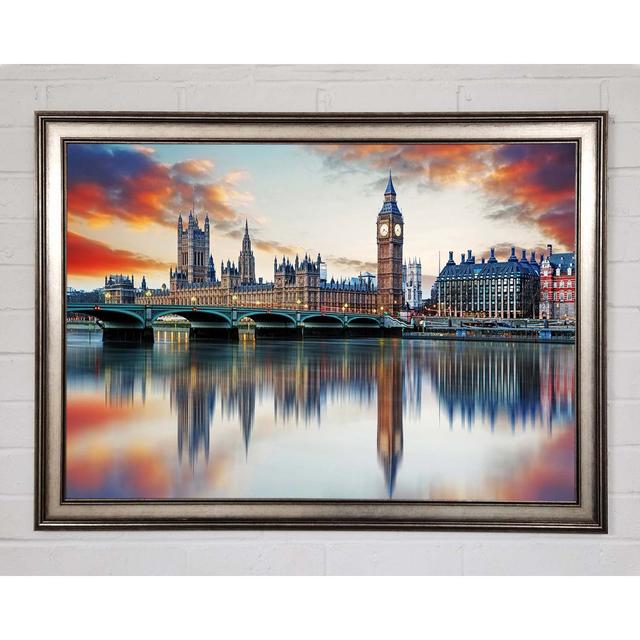 Stunning Reflections Of The Houses Of Parliament - Single Picture Frame Print on Canvas Brayden Studio Format: Gold/Black Framed Paper, Size: 59.7cm H on Productcaster.