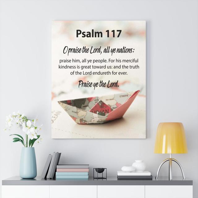 All Nations Praise Him Psalm 117 - Wrapped Canvas Print Blue Elephant Size: 61cm H x 46cm W on Productcaster.