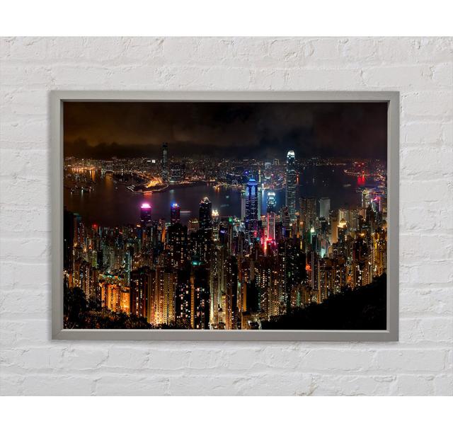 Hong Kong China Framed Print Ebern Designs Format: Light Grey Framed Canvas, Size: 59.7cm H x 84.1cm W x 3.3cm D on Productcaster.