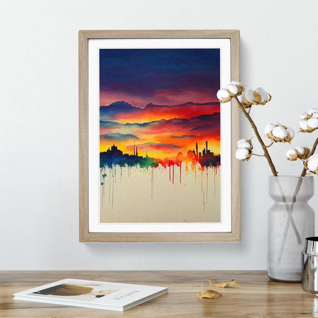 XV1022-3149X Paint Drip City Skyline No.1 Abstract - Picture Frame Graphic Art Alpen Home Format: Oak, Size: 34cm H x 25cm W x 2cm D on Productcaster.