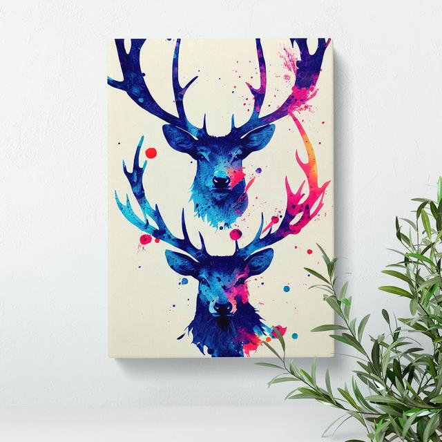 XC1022-4797X Two Painted Stags No.2 Abstract - Wrapped Canvas Graphic Art Alpen Home Size: 50cm H x 35cm W x 3cm D on Productcaster.