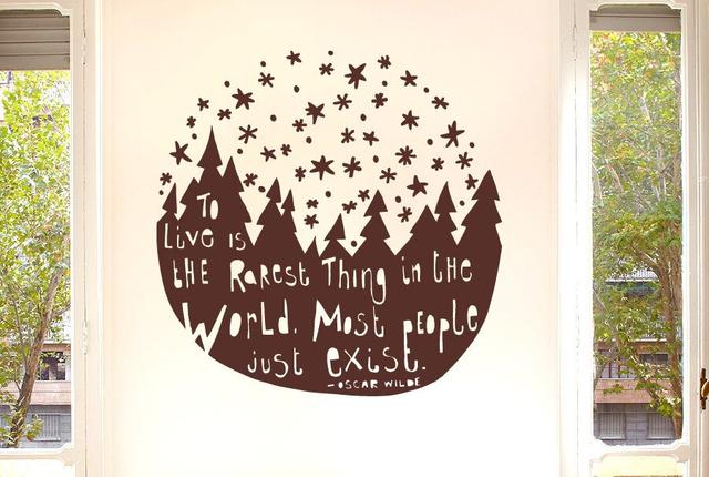 Oscar Wilde - To Live Is the Rarest Thing In the World Wall Sticker Happy Larry Colour: White on Productcaster.