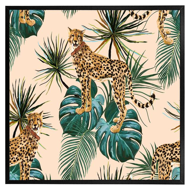 Krumholz Tropical Cheetah - Single Picture Frame Art Prints Bay Isle Home Size: 41cm H x 41cm W x 4cm D, Frame Colour: Black Framed on Productcaster.