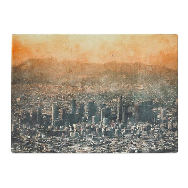 Tempered Glass High over the Los Angeles Skyline Chopping Board East Urban Home Size: 20 cm x 28.5 cm on Productcaster.