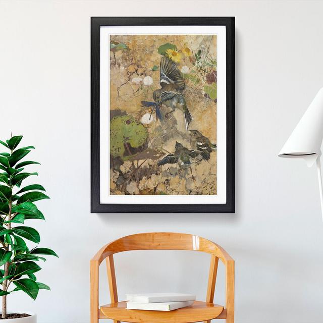 Birds and Dragonflies by Bruno Liljefors - Picture Frame Graphic Art East Urban Home Frame Option: Black, Size: 36cm H x 27cm W x 2cm D on Productcaster.